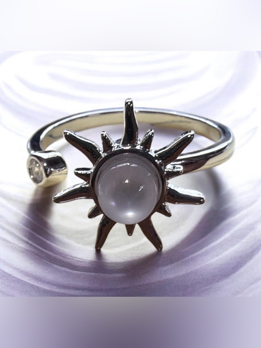 Celestial Sunburst Moonstone Fidget Spinner Ring - Adjustable NEW